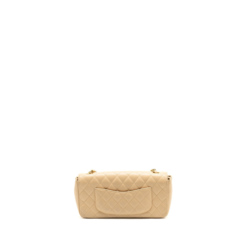 Chanel East-West Flap Shoulder Bag Caviar Beige