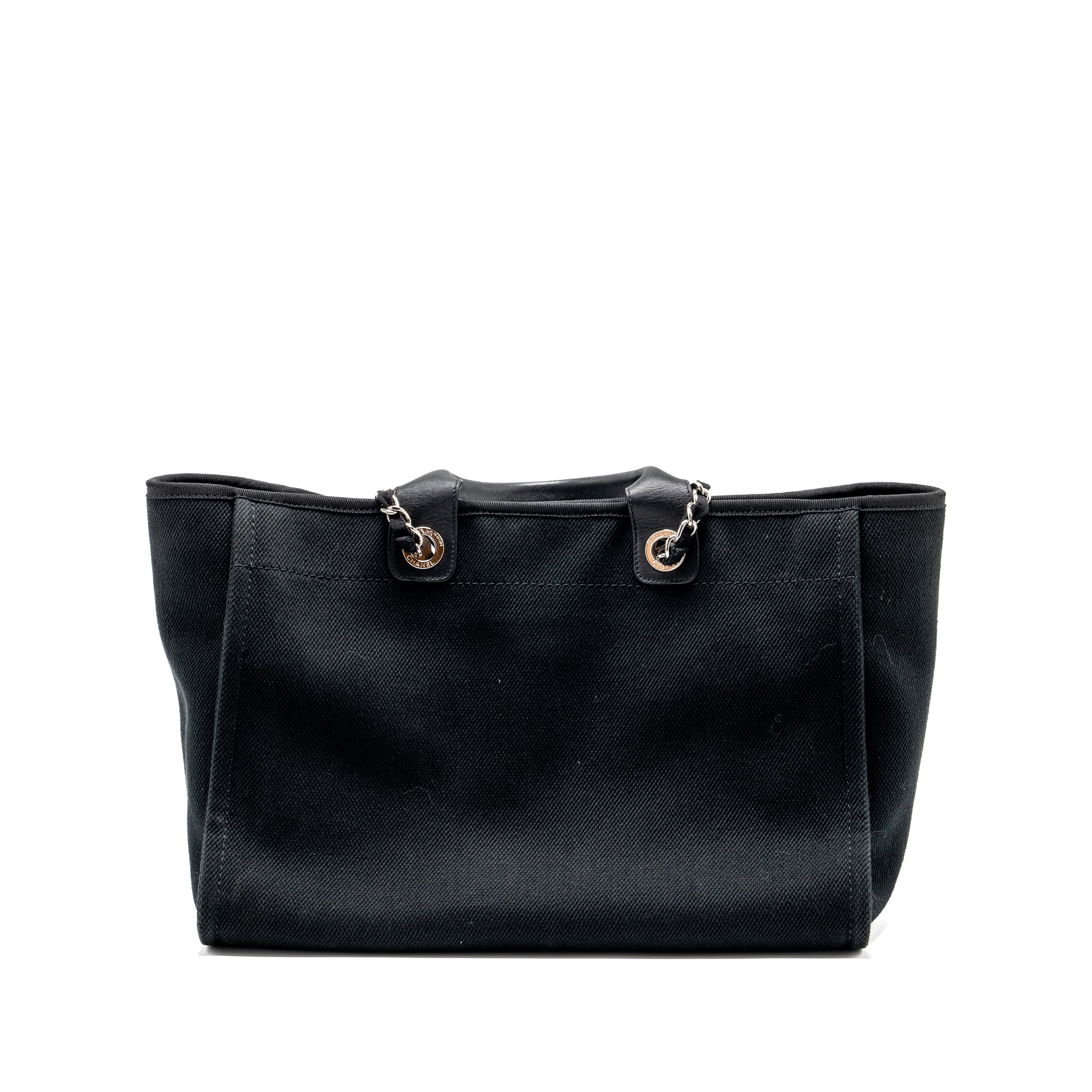 Chanel Large Deauville Black-Studded Tote Bag Canvas/Leather Black