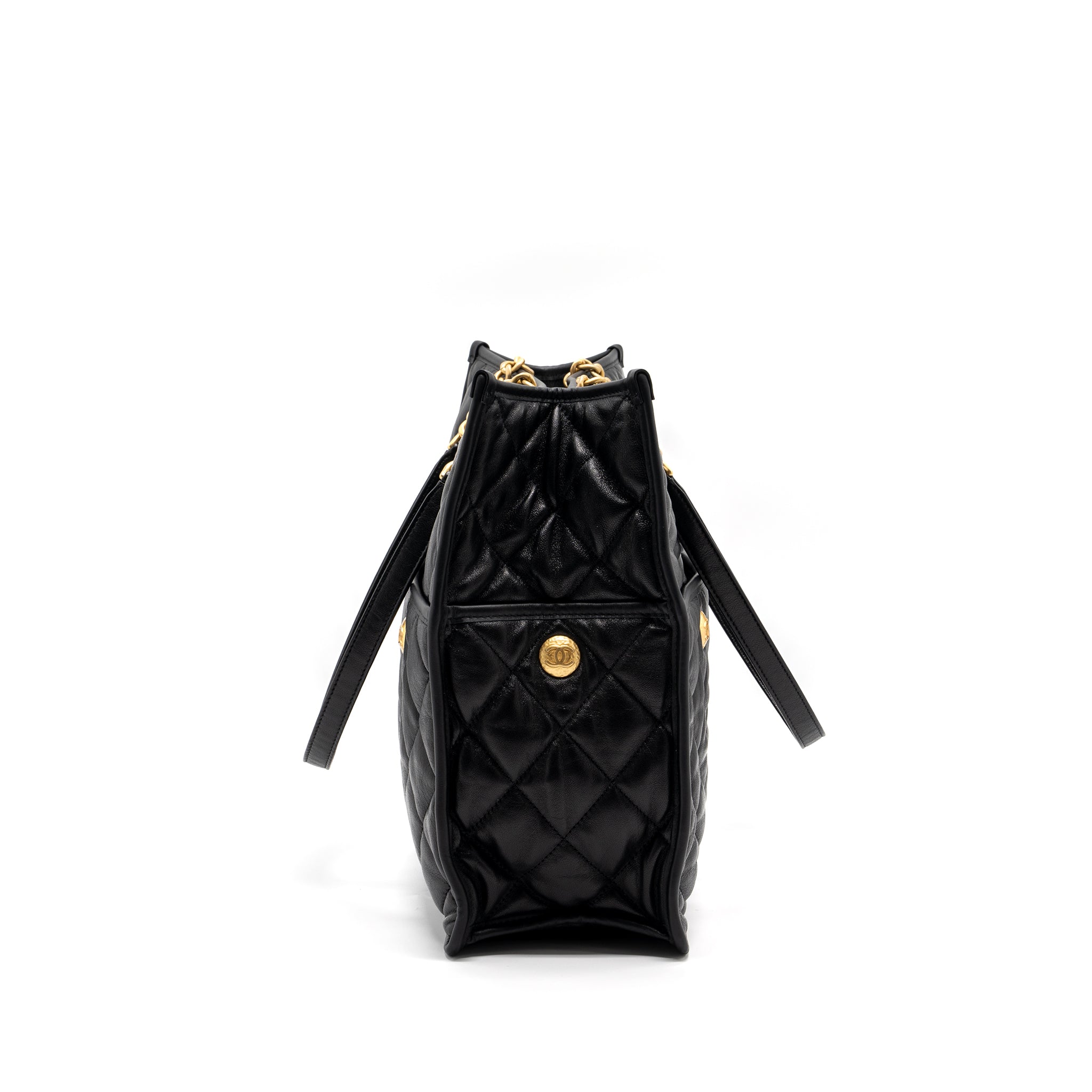 Chanel large tote bag Lambskin black brushed