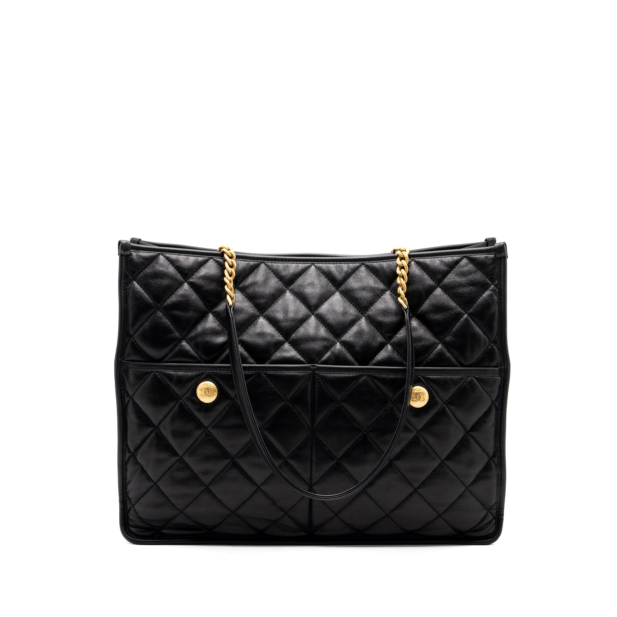 Chanel large tote bag Lambskin black brushed