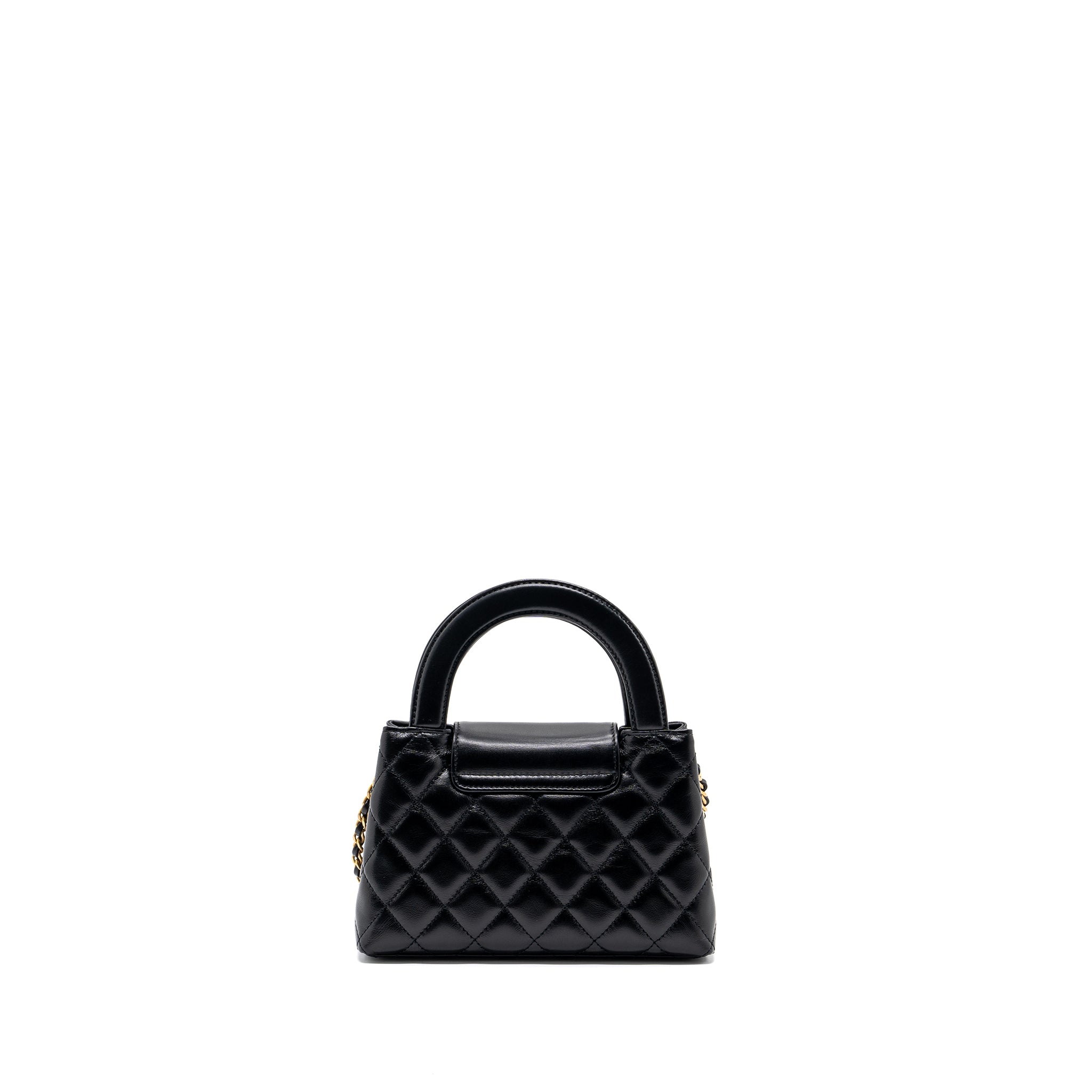 Chanel 23K mini kelly shopping tote bag Calfskin black  (microchip)