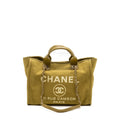 Chanel Deauville Tote Bag Canvas Olive Green L (microchip)