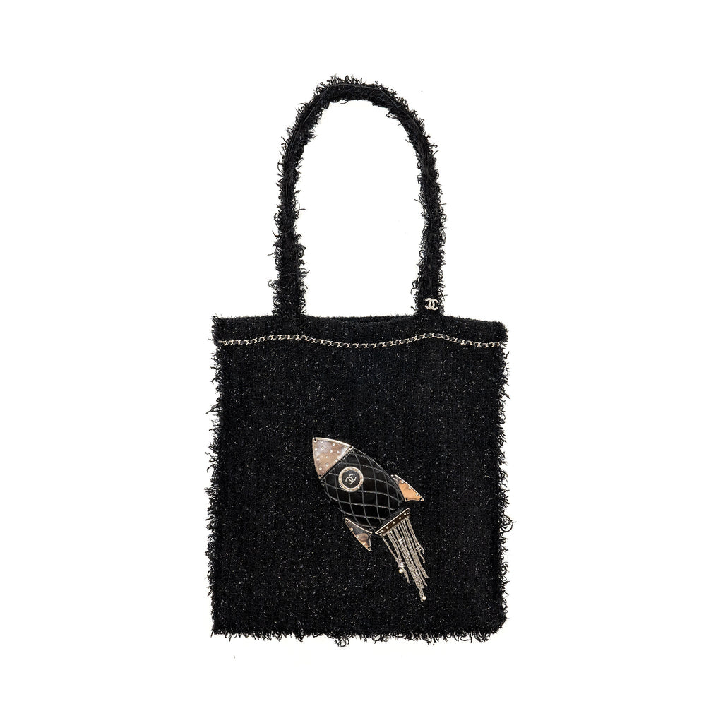 Chanel rocket tote bag tweed black