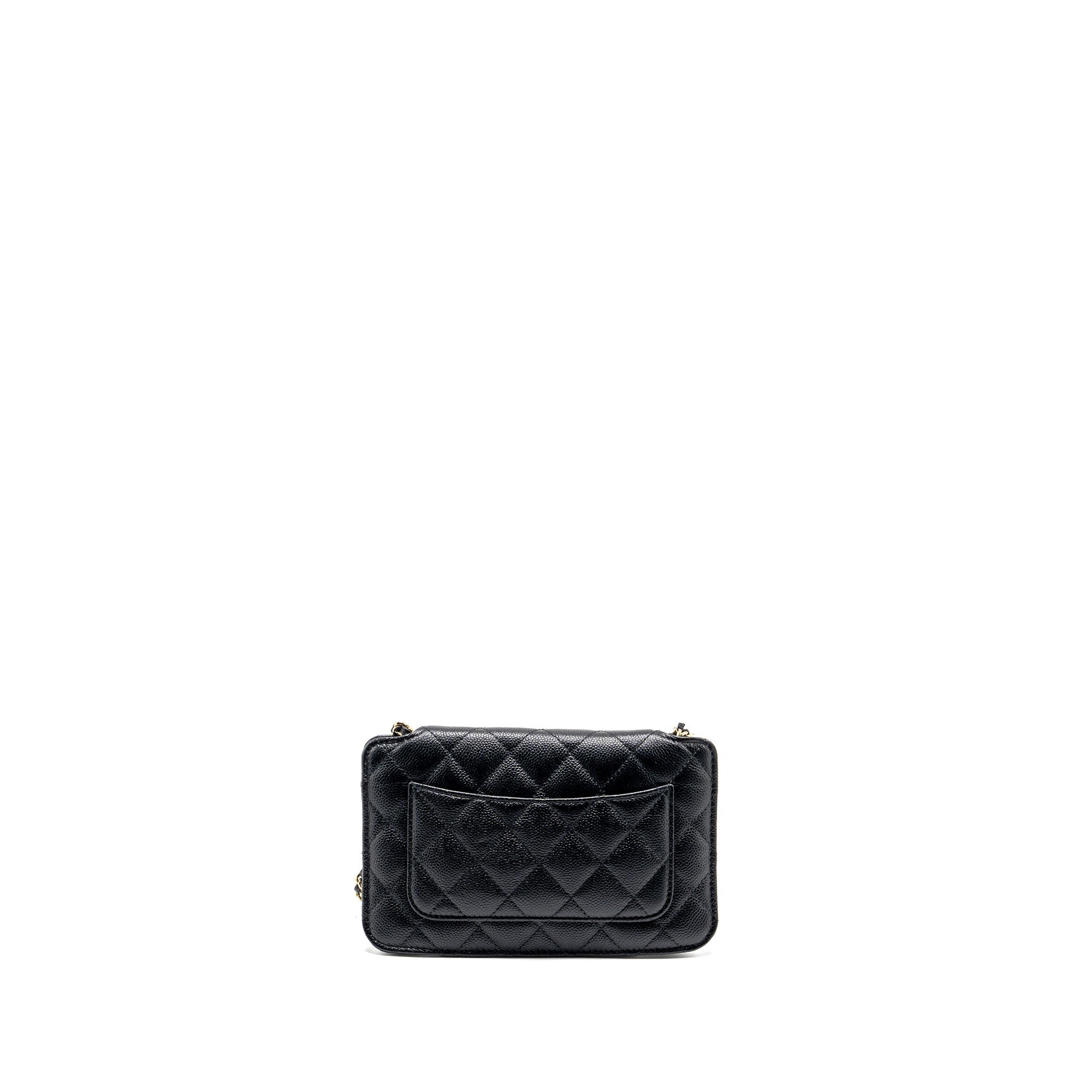 Chanel Chain Wallet /Foldable Shopping Tote Caviar/Jersey Fabric Black/Multicolour L