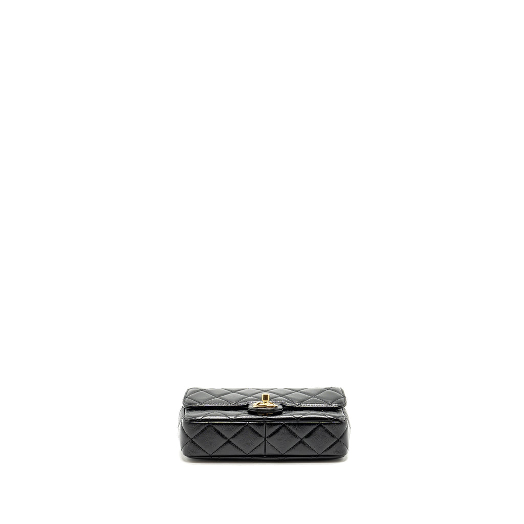 Chanel 24b Giant Chain Flap Shoulder Bag Lambskin Black  (Microchip)