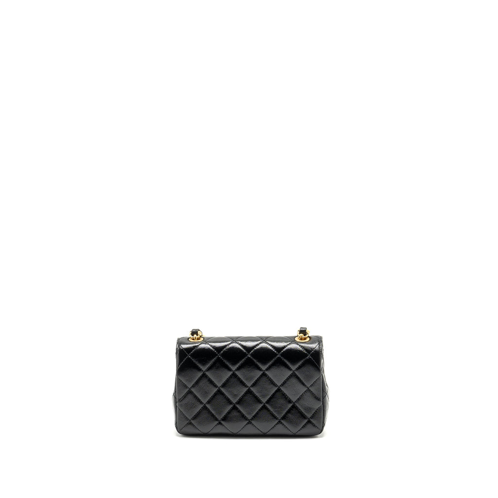 Chanel 24b Giant Chain Flap Shoulder Bag Lambskin Black  (Microchip)