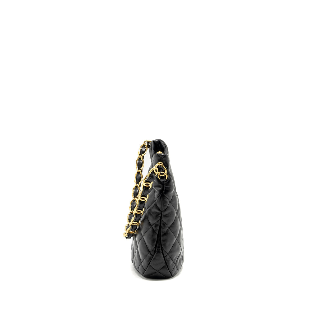 Chanel 22K Hobo Shoulder Bag Lambskin Black  (Microchip)
