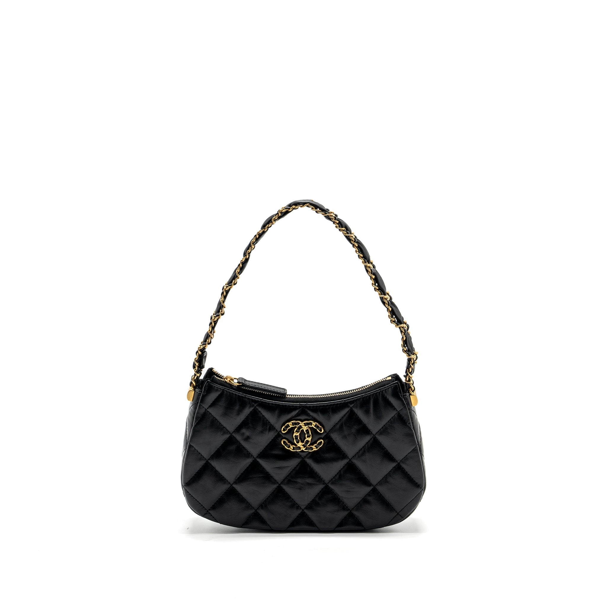 Chanel 23k Hobo Shoulder Bag Calfskin Black  (microchip)