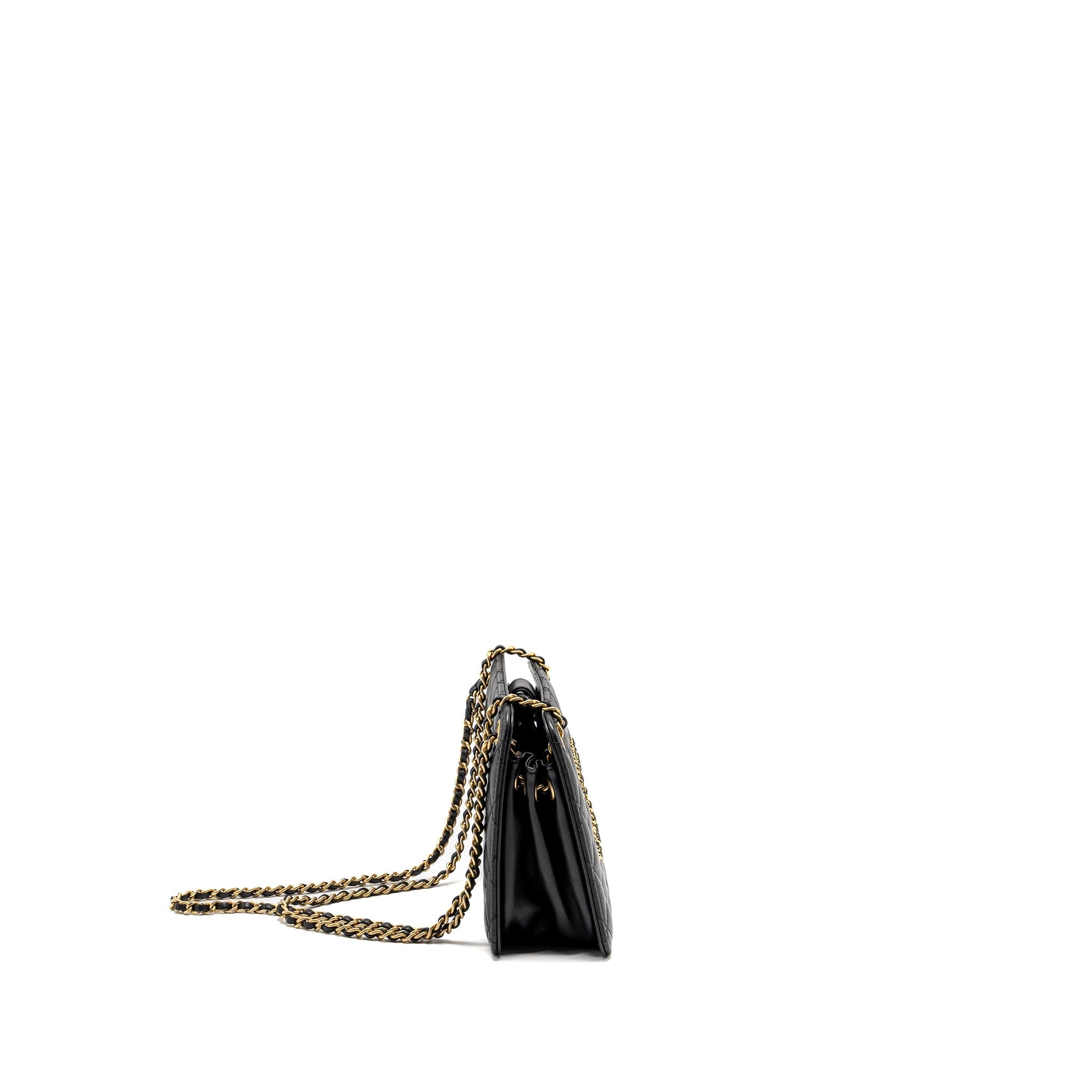 CHANEL Giant CC Logo Mini Tote Bag Lambskin Black