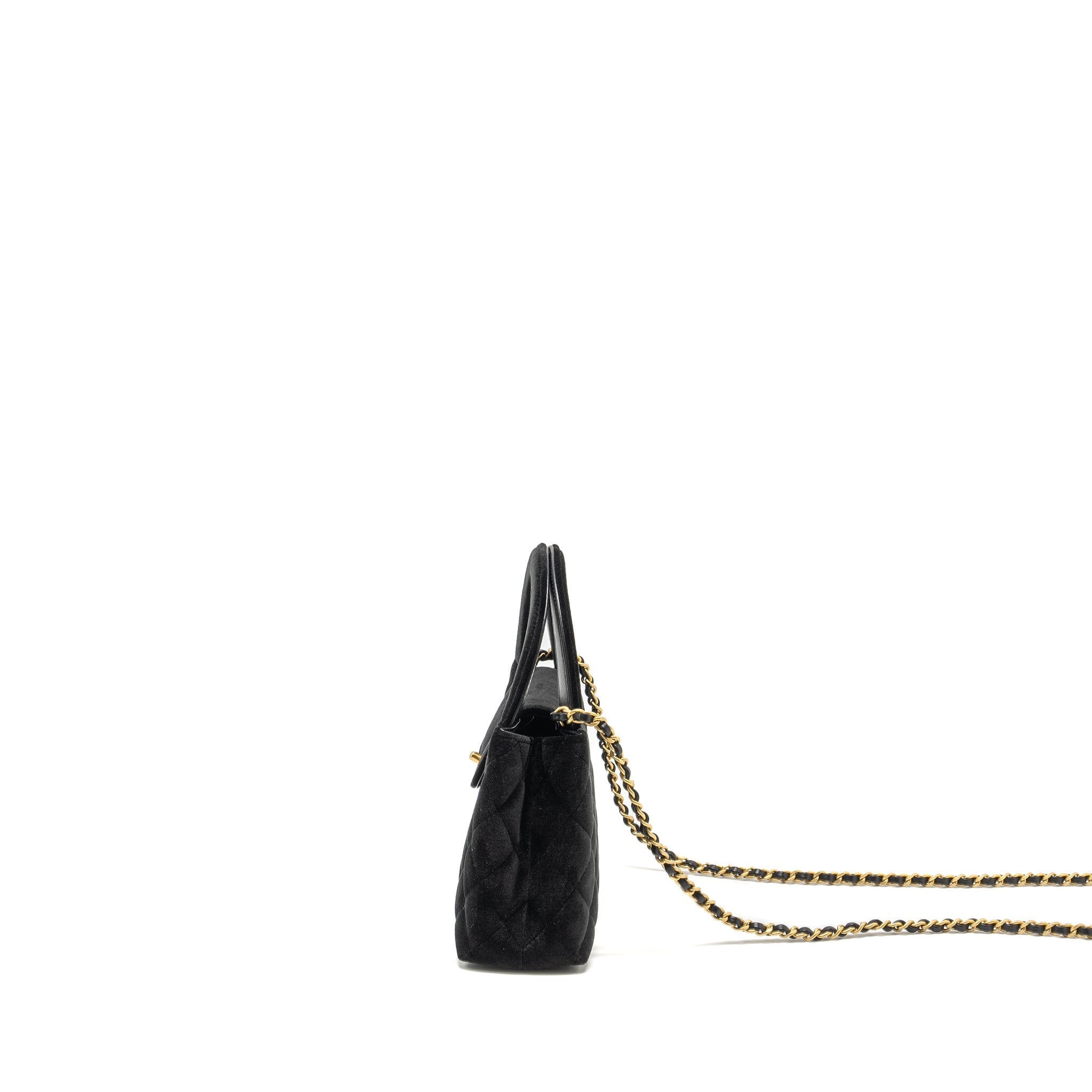 Chanel 24a Mini Shopping Tote/Mini Kelly Velvet Black  (microchip)
