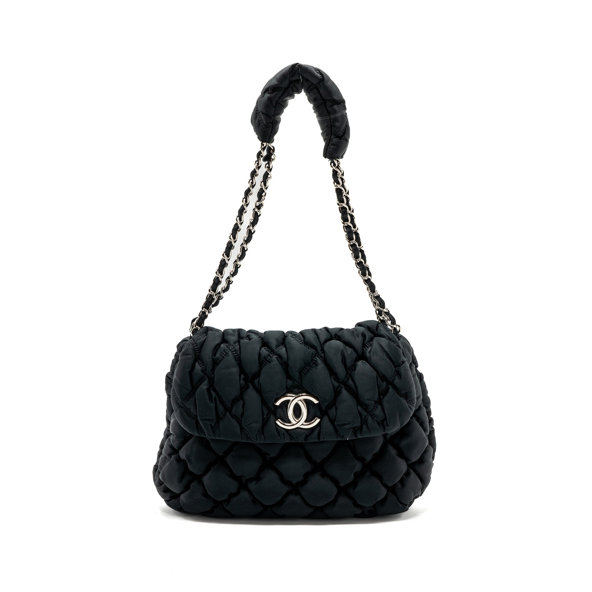 Chanel quilted flap shoulder bag nylon black