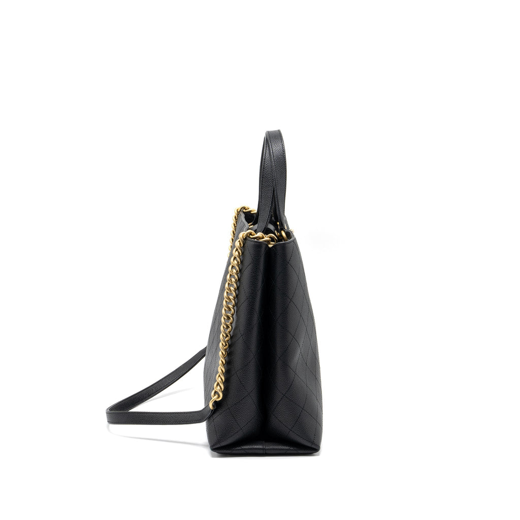 Chanel Chains Tote Bag Caviar Black Brushed
