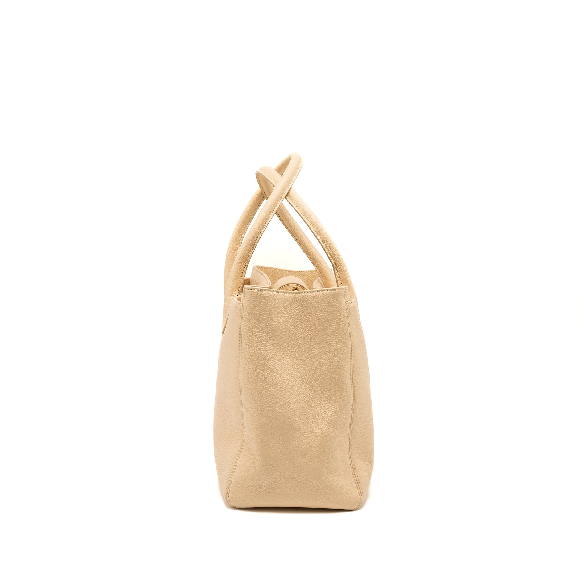 Chanel Cerf Tote Bag Grained Calfskin Beige