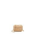 Chanel 21A Gold Crush Mini Flap Clutch with Adjustable Chain Calfskin Beige