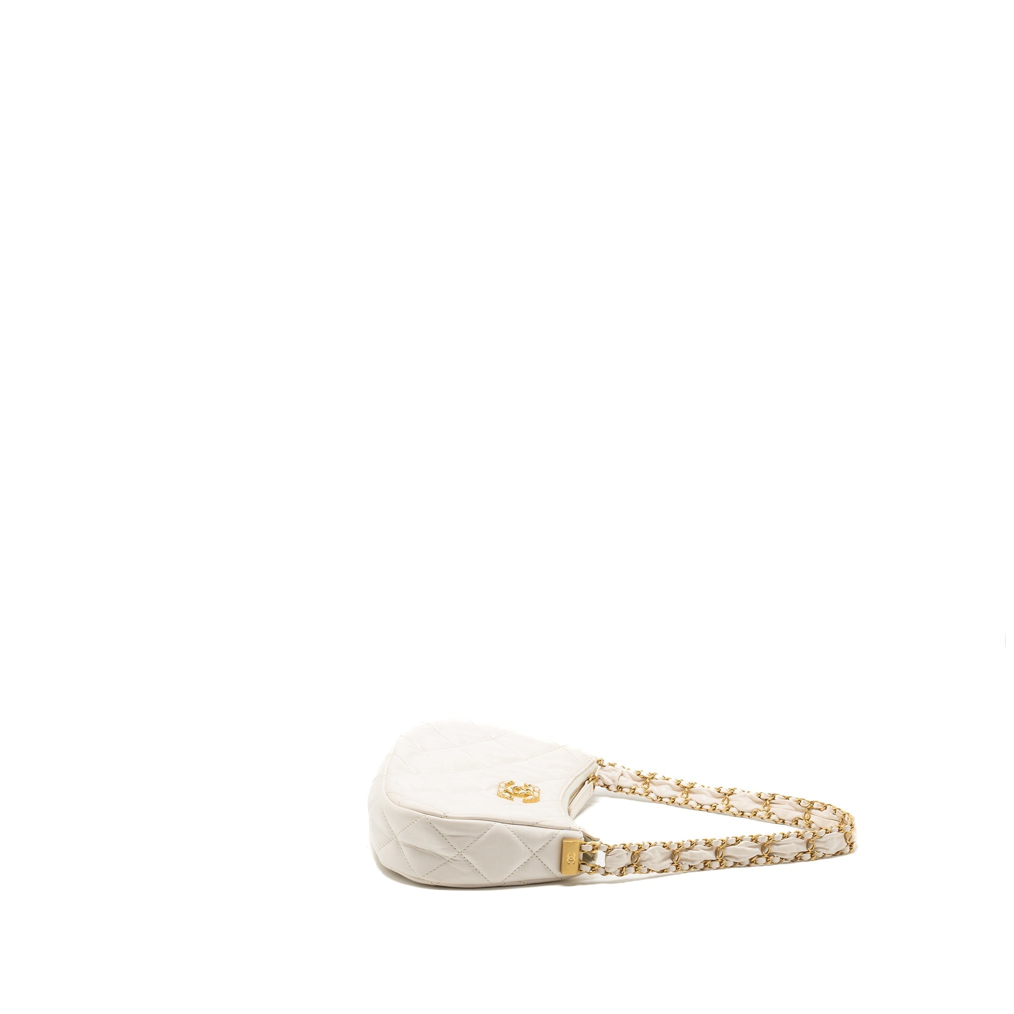 Chanel 23K Hobo Shoulder Bag Calfskin White  (Microchip)