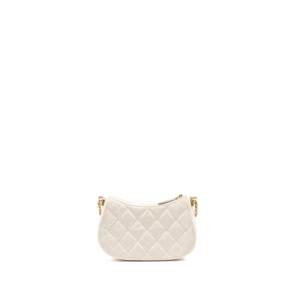 Chanel 23K Hobo Shoulder Bag Calfskin White  (Microchip)
