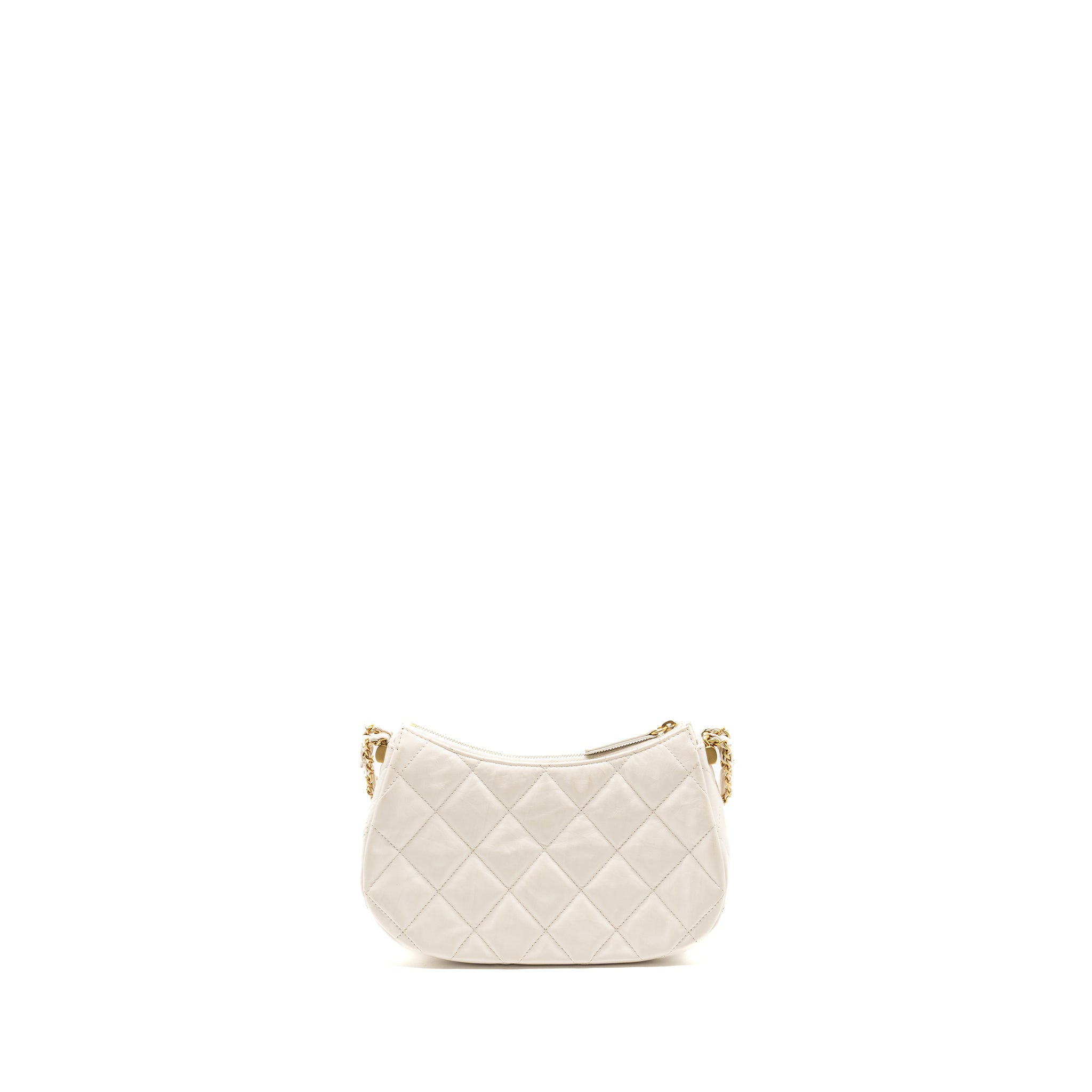 Chanel 23K Hobo Shoulder Bag Calfskin White  (Microchip)