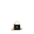 Chanel Detailed Top Handle Mini Clutch with Chain Lambskin Black  (Microchip)