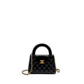 Chanel mini kelly shopping tote bag calfskin black  (microchip)