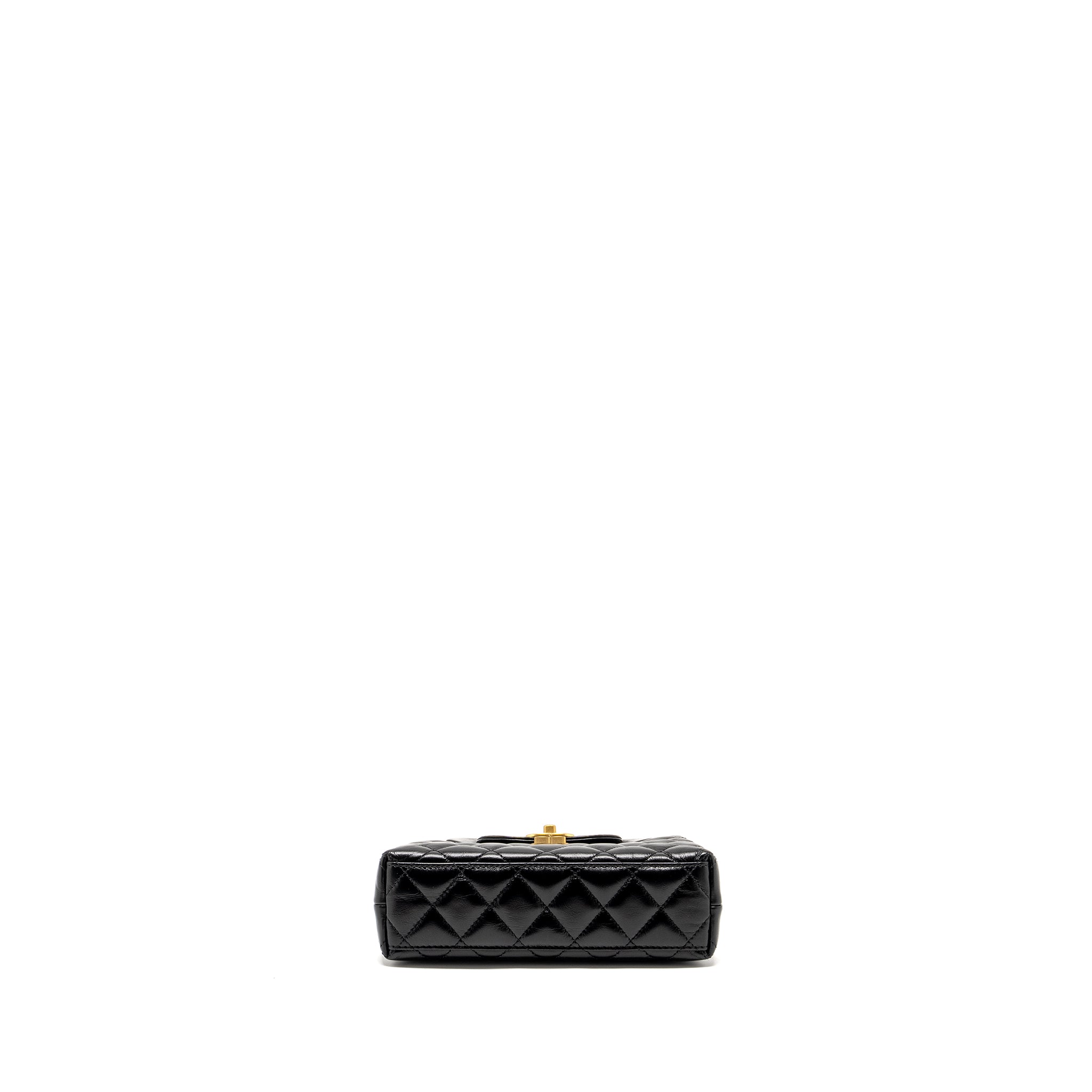 Chanel mini kelly shopping tote bag calfskin black  (microchip)