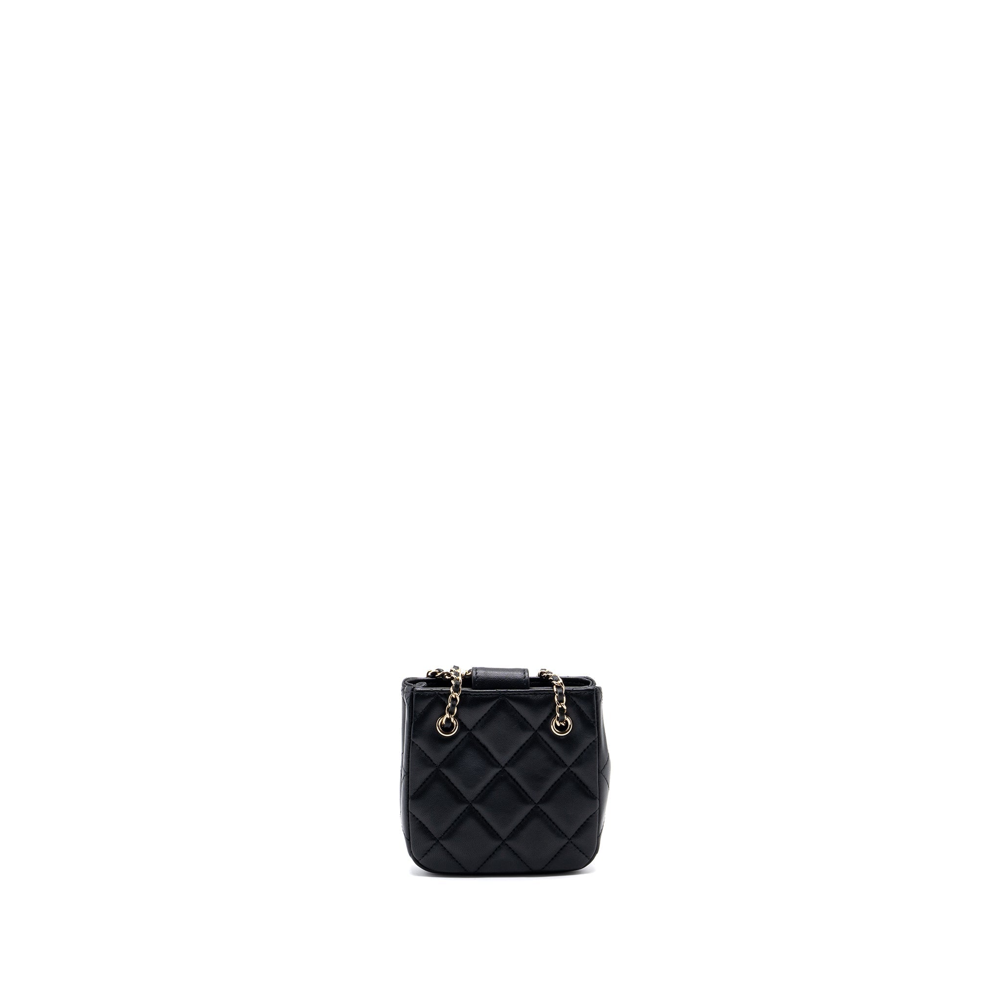 Chanel quilted super mini tote with chain lambskin black L