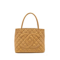 CHANEL Vintage Medallion Tote Bag Caviar Beige