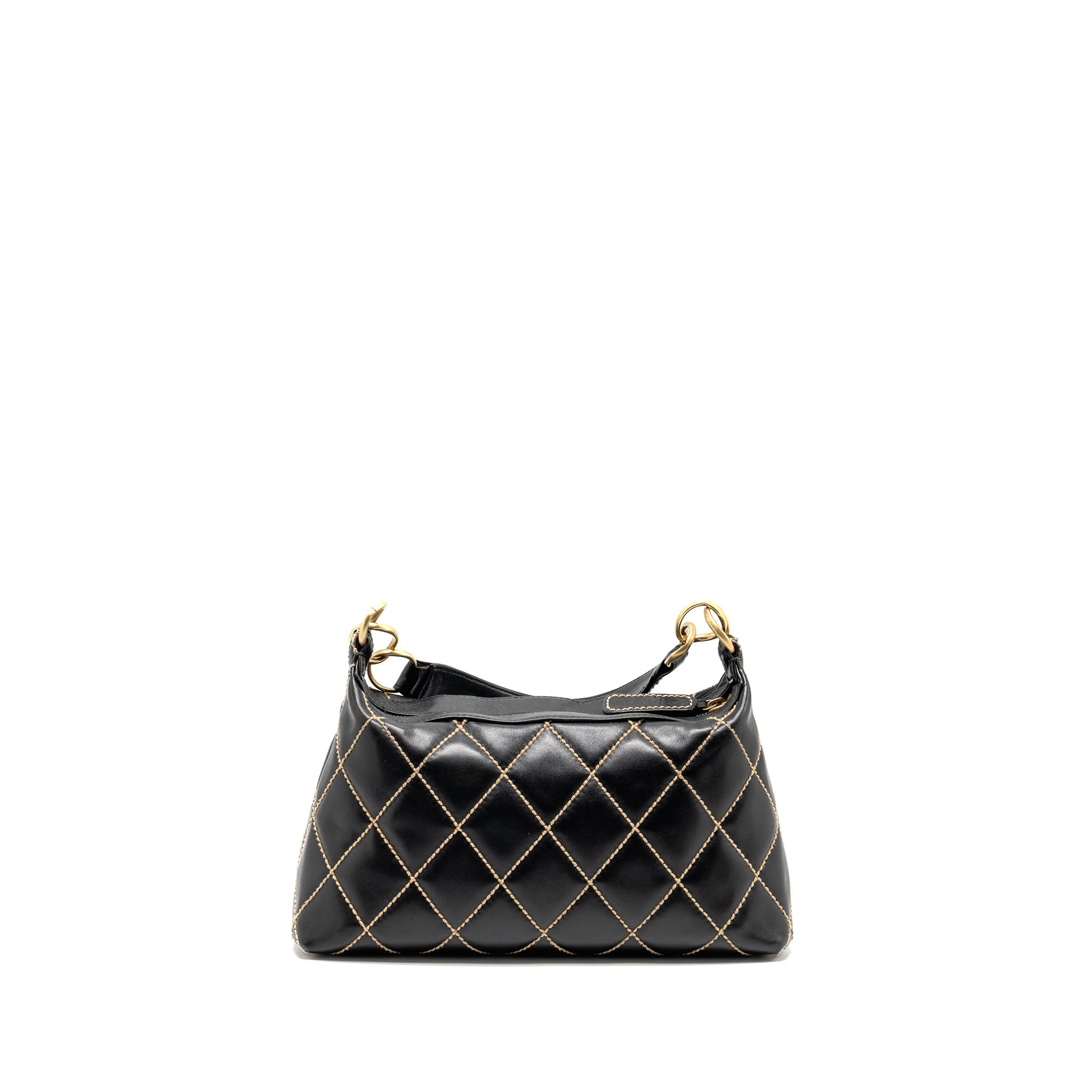 Chanel Vintage Wild Stitch Shoulder Bag Calfskin Black