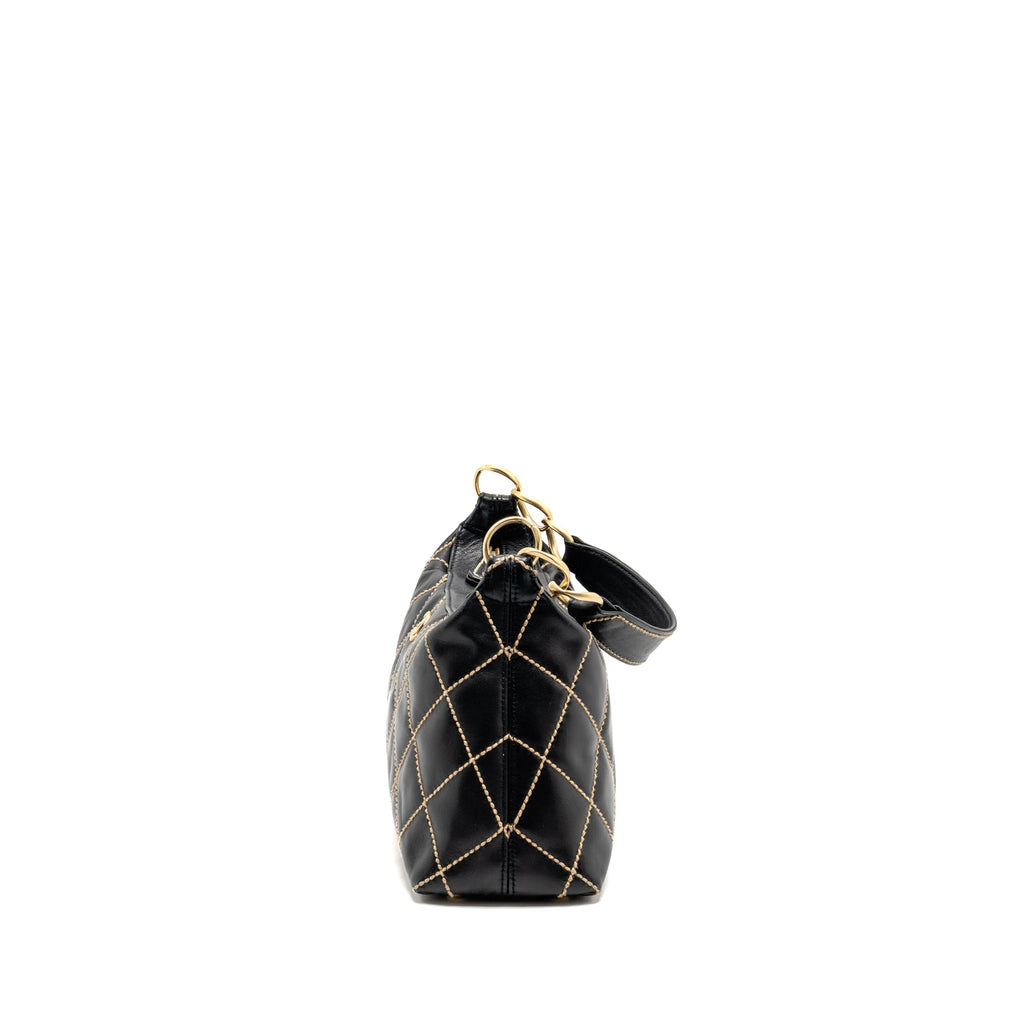 Chanel Vintage Wild Stitch Shoulder Bag Calfskin Black