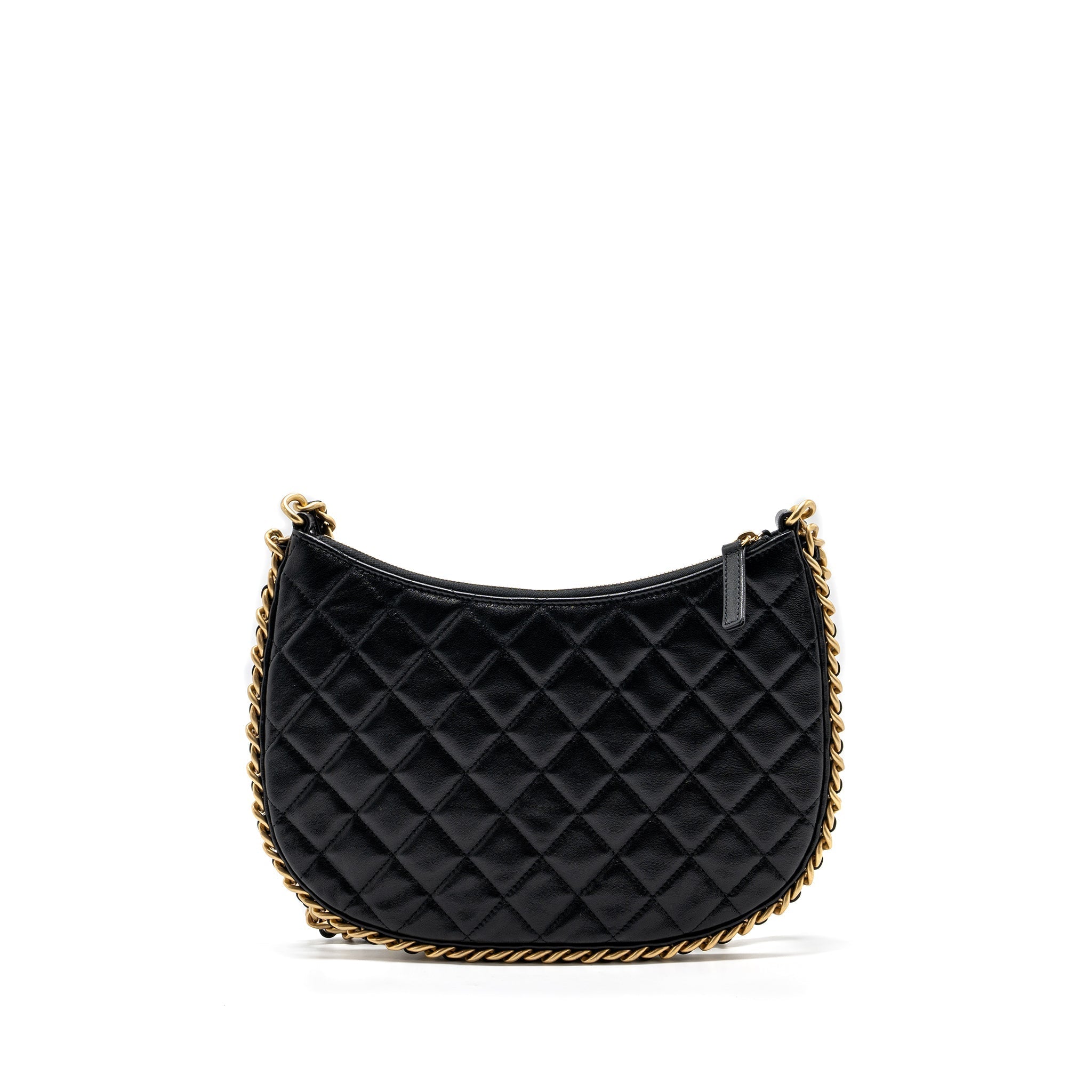 Chanel moon hobo shoulder / crossbody bag goatskin black brushed  (microchip)