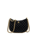 Chanel moon hobo shoulder / crossbody bag goatskin black brushed  (microchip)