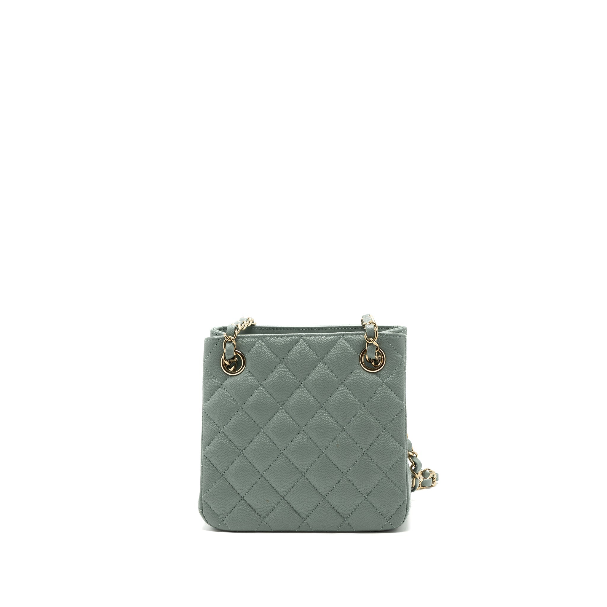 Chanel 23C mini bucket tote bag caviar light grey L (microchip)