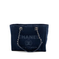 Chanel Deauville Tote Bag Canvas Navy  (microchip)