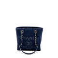 CHANEL SMALL DEAUVILLE TOTE BAG CANVAS NAVY  (Microchip)
