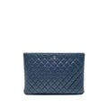 Chanel Classic Quilted Large Clutch Bag Lambskin Navy