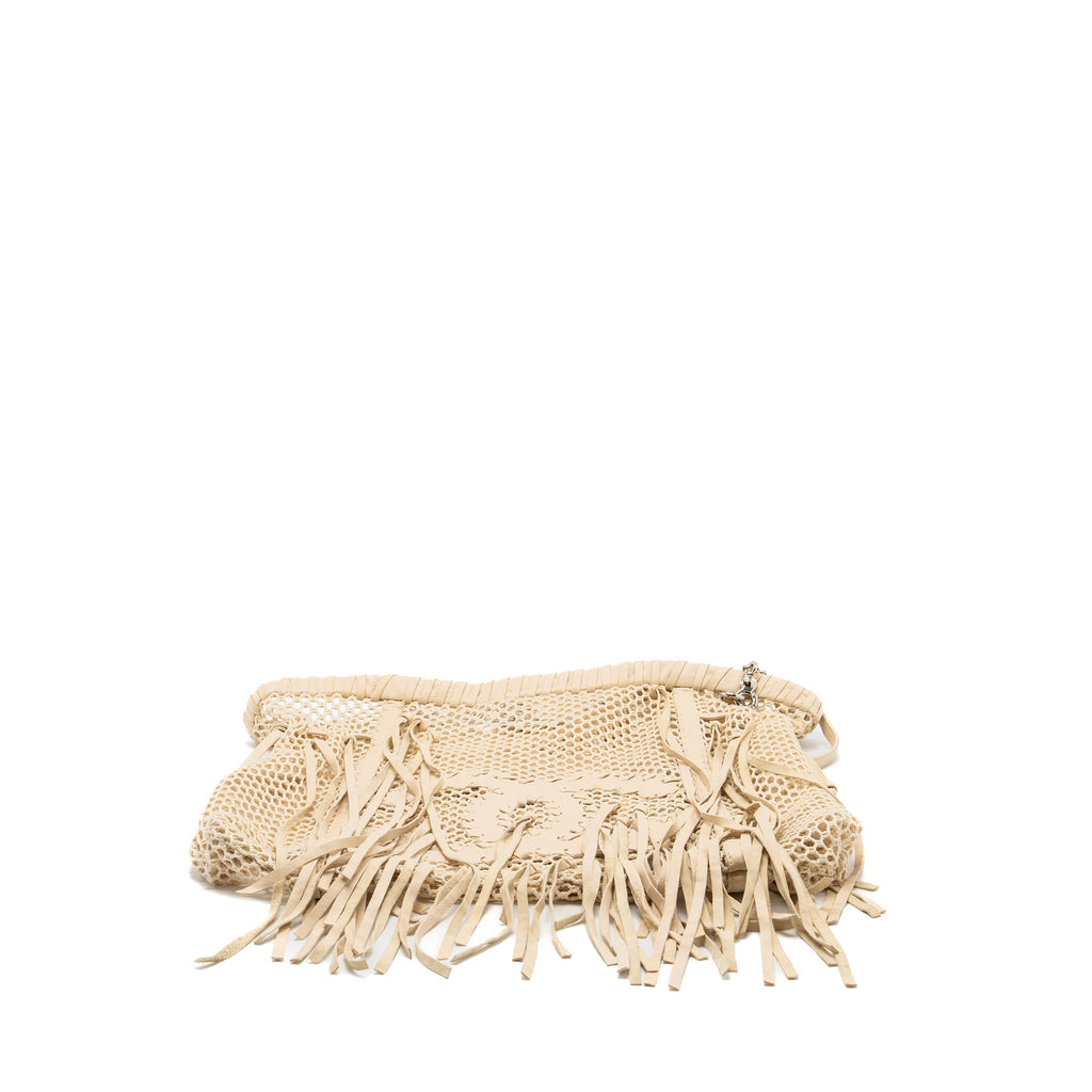 Chanel large beach tote bag lambskin / fabric ivory