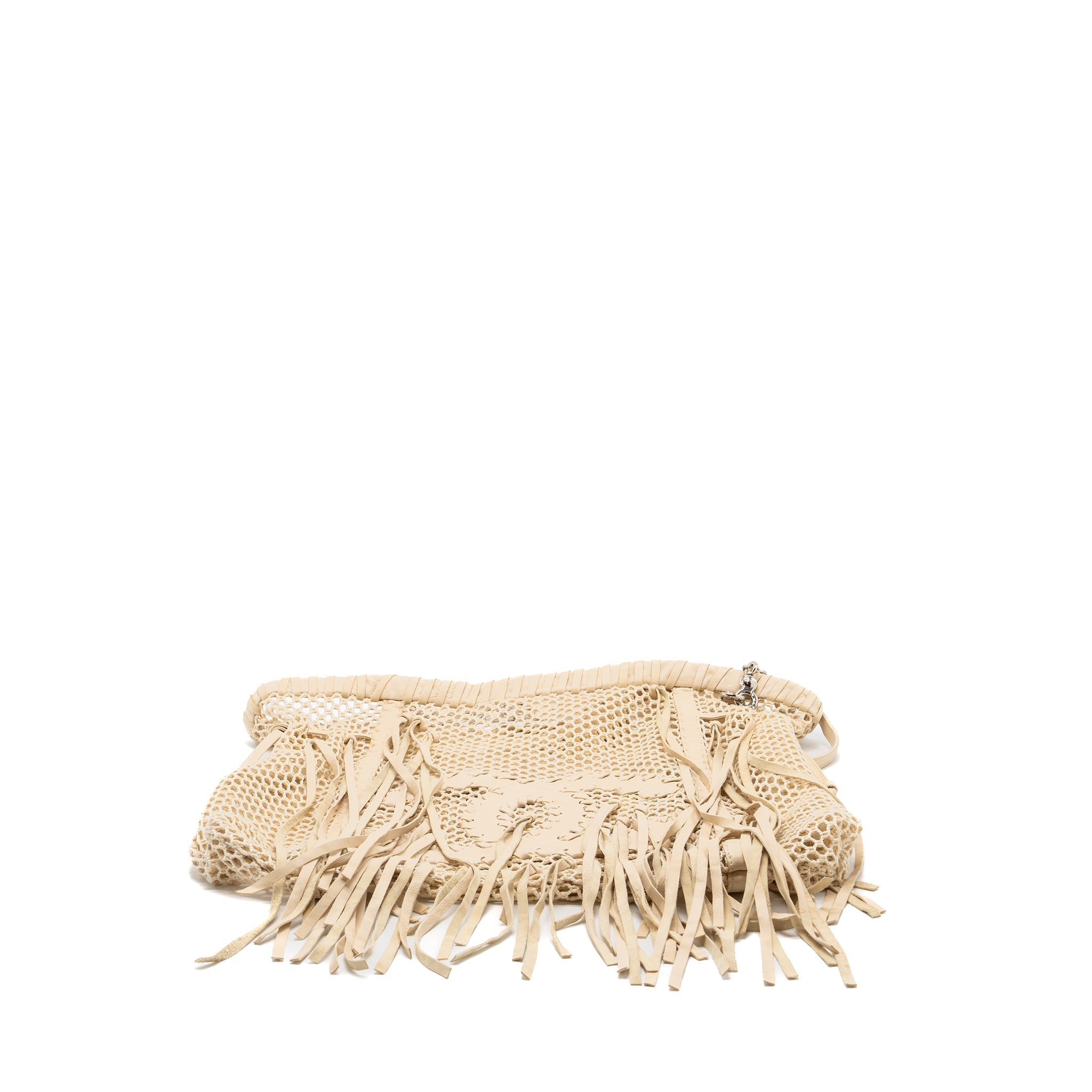 Chanel large beach tote bag lambskin / fabric ivory