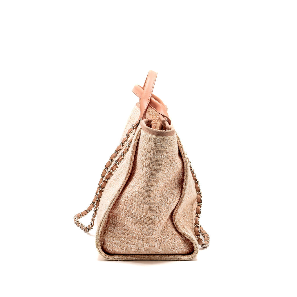 Chanel Deauville Tote Bag Canvas/ Calfskin Pink