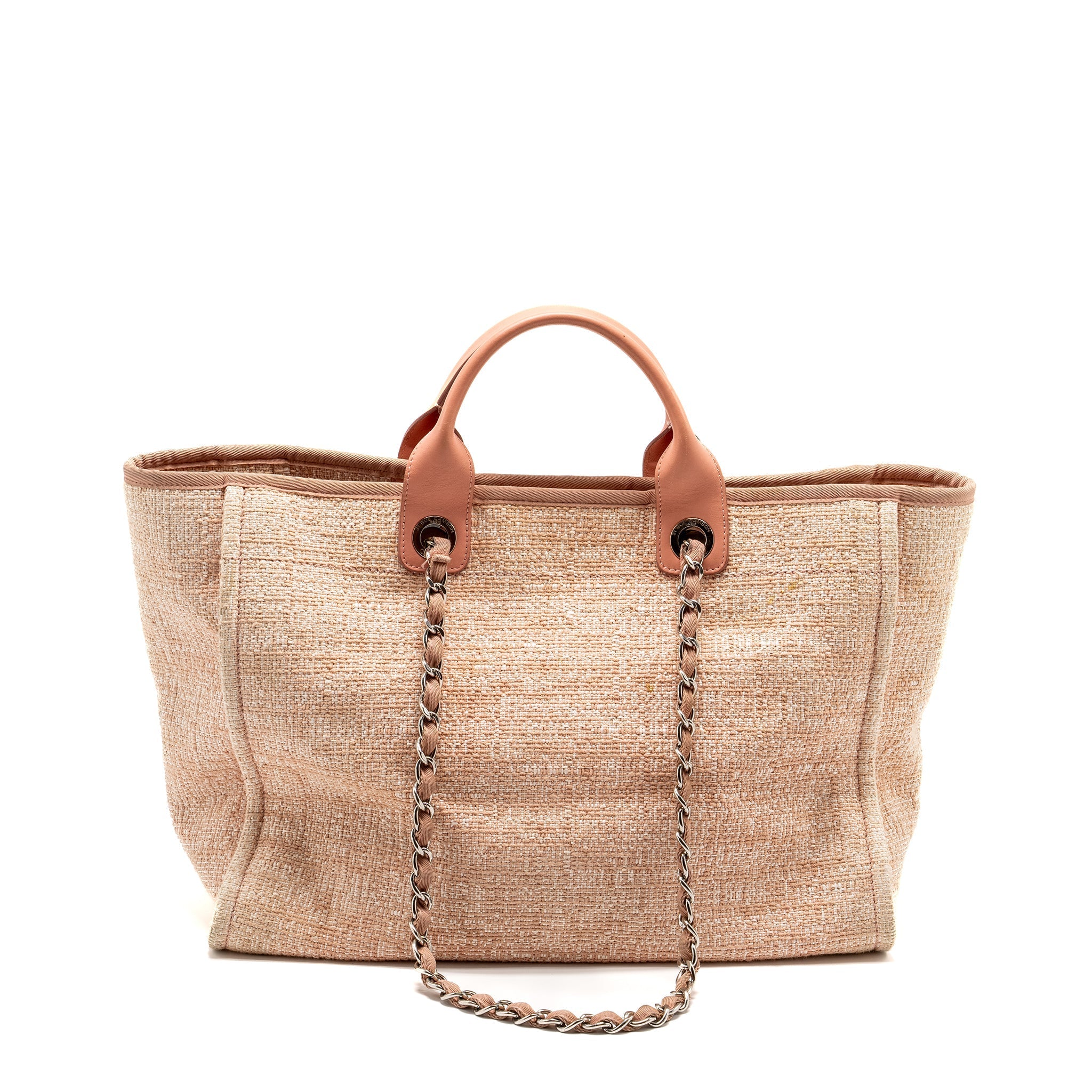 Chanel Deauville Tote Bag Canvas/ Calfskin Pink