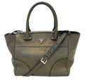 PRADA City Calf Leather Medium Topstitched Twin-Pocket Tote Bag
