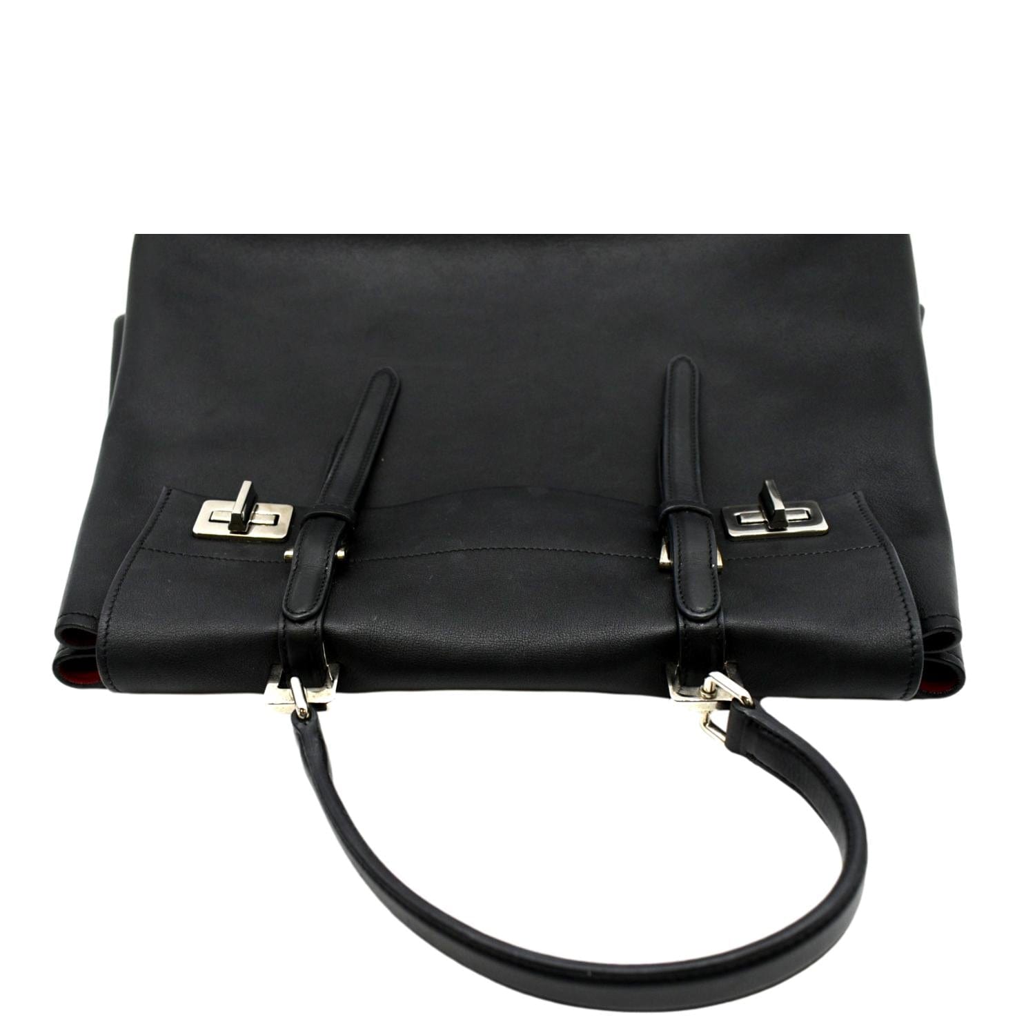 PRADA 2way Leather Tote Shoulder Bag Black BN2815