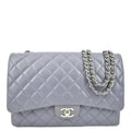 CHANEL Classic Maxi Double Flap Quilted Lambskin Leather Shoulder Bag Light Purple