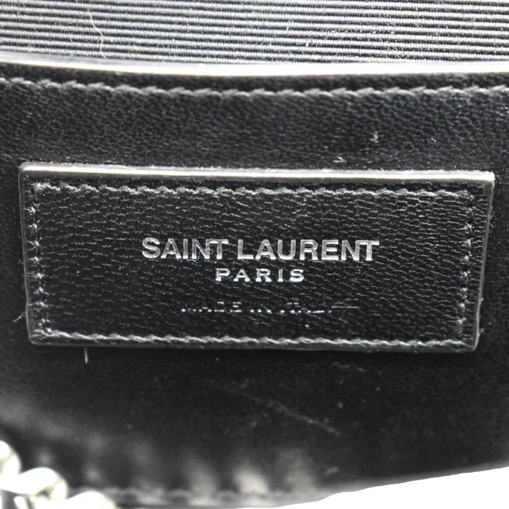 YVES SAINT LAURENT Kate Crocodile Embossed Leather Shoulder Bag Black