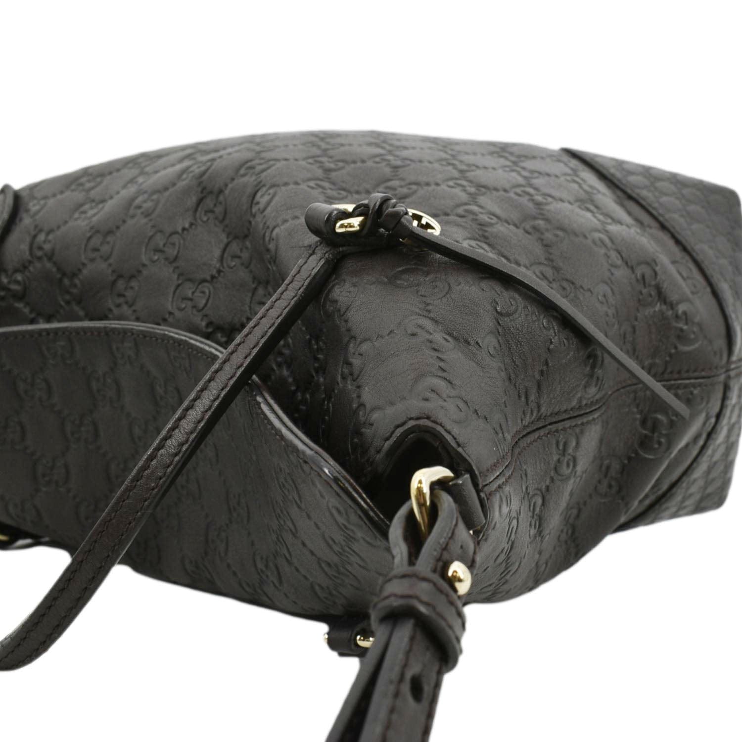GUCCI Bree Medium Leather Top Handle Shoulder Bag Dark Brown 353120