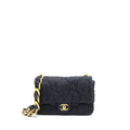Chanel Flap Shoulder Bag with Giant Chain Denim Dark Blue Brushed  (Microchip)