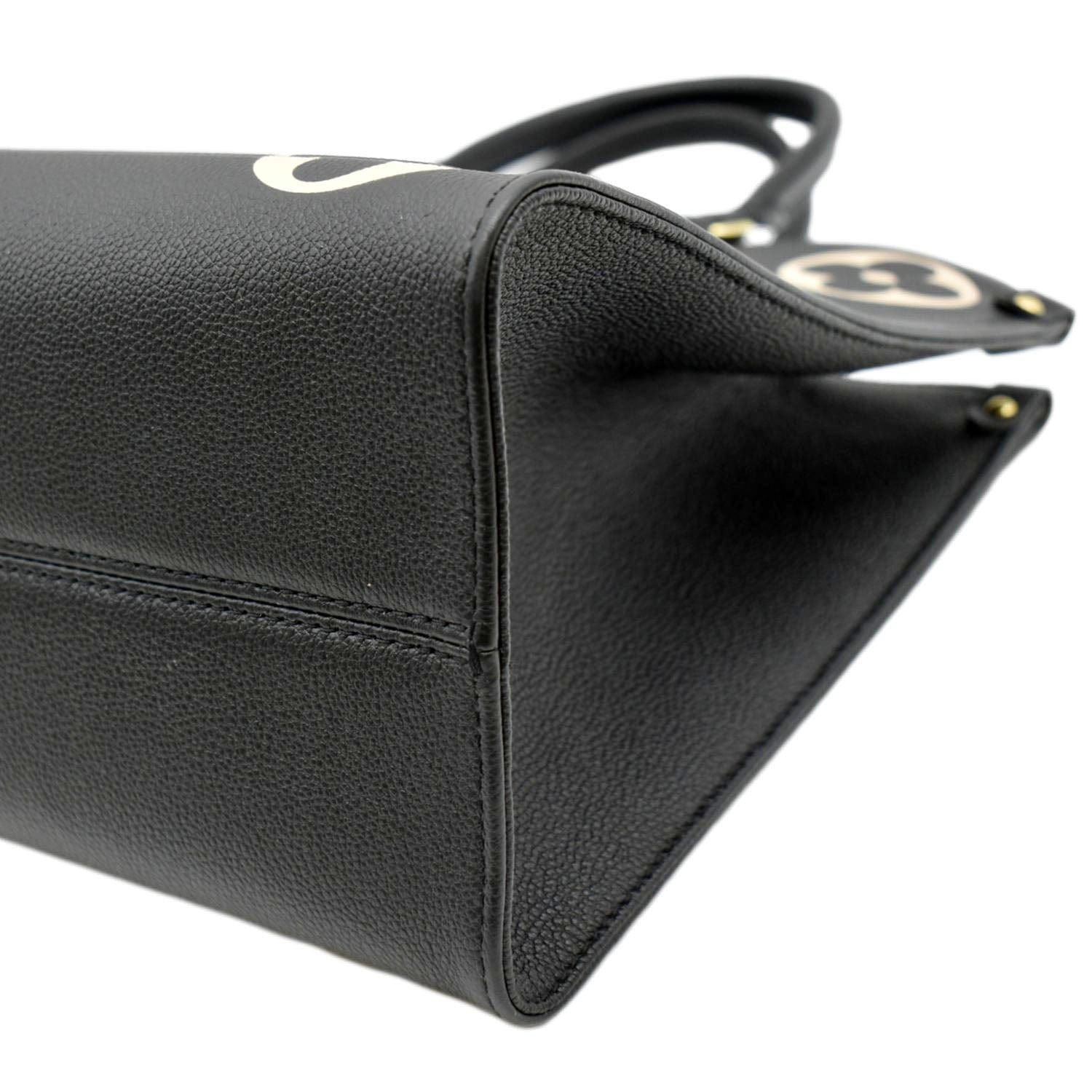 LOUIS VUITTON Onthego MM Giant Monogram Leather Tote Bag Black/Bicolor