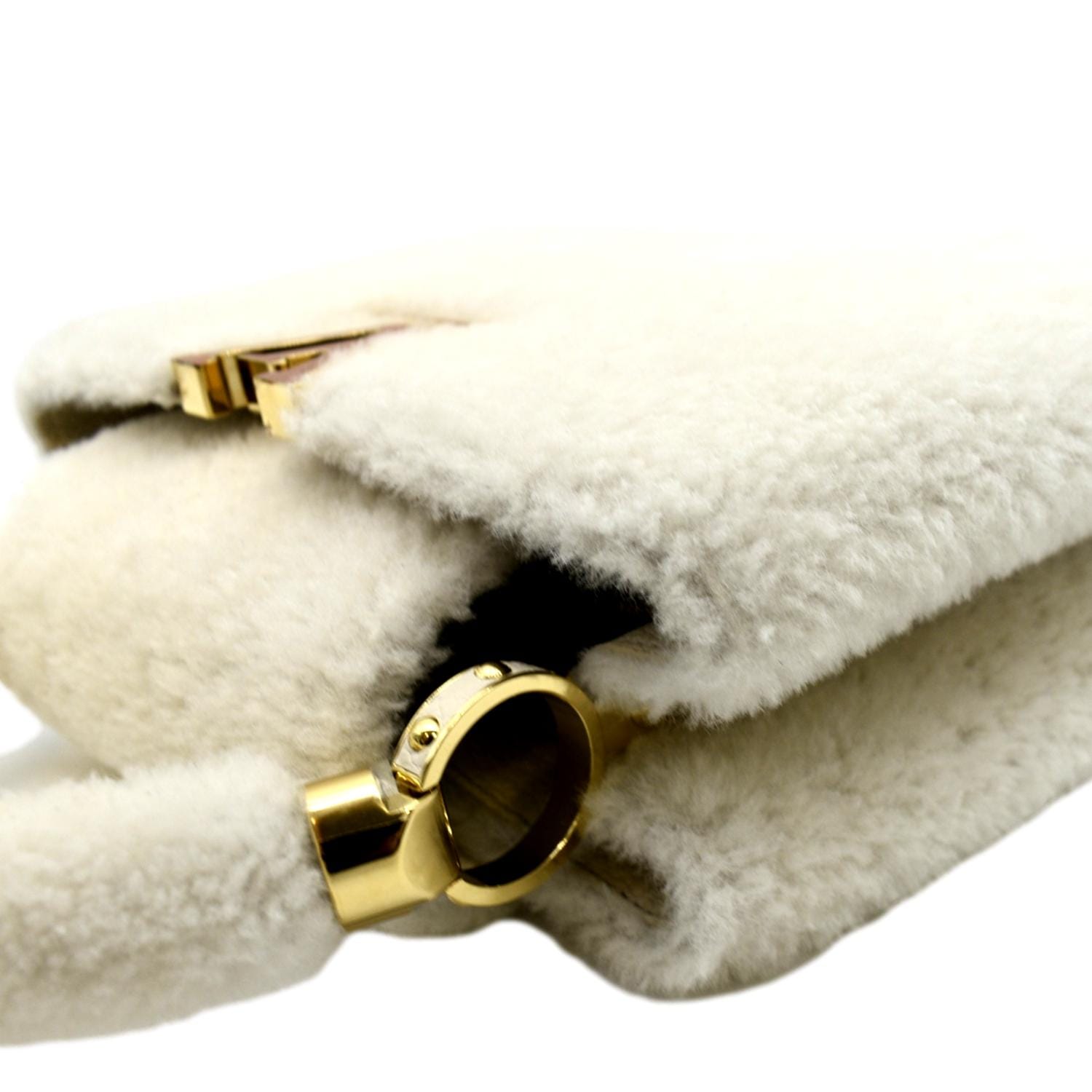 LOUIS VUITTON Capucine PM Teddy Fleece Top Handle Shoulder Bag White