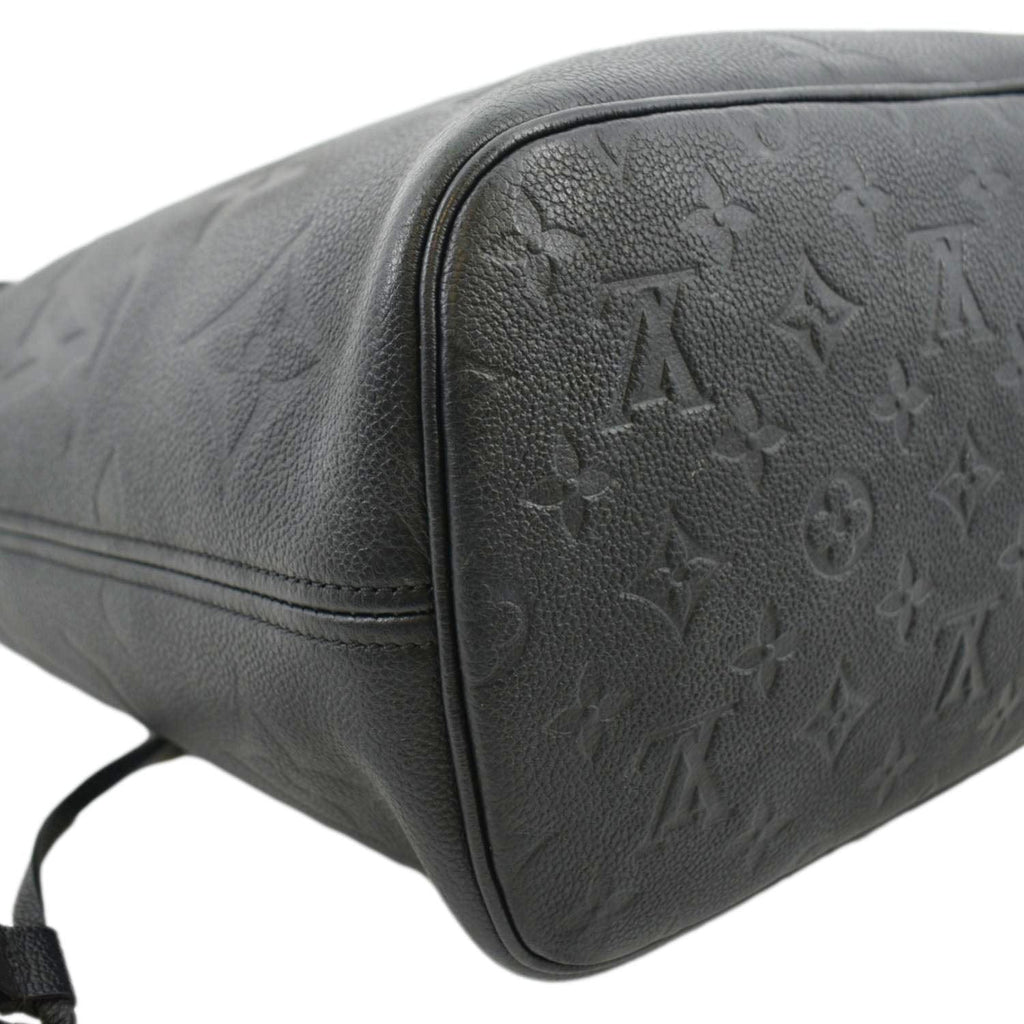 LOUIS VUITTON Neverfull MM Empreinte Leather Tote Shoulder Bag Black