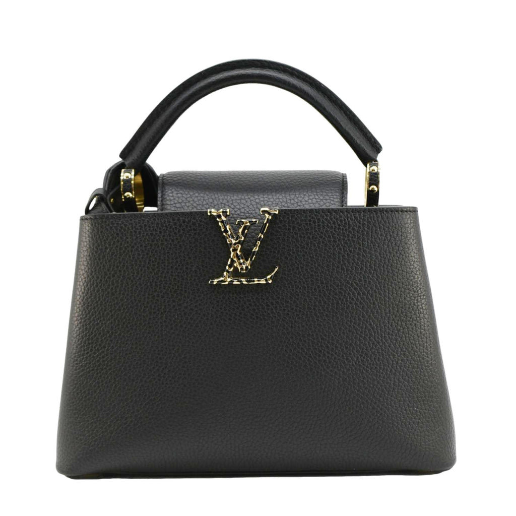 LOUIS VUITTON Capucines BB Leopard Taurillon Leather Shoulder Bag Black