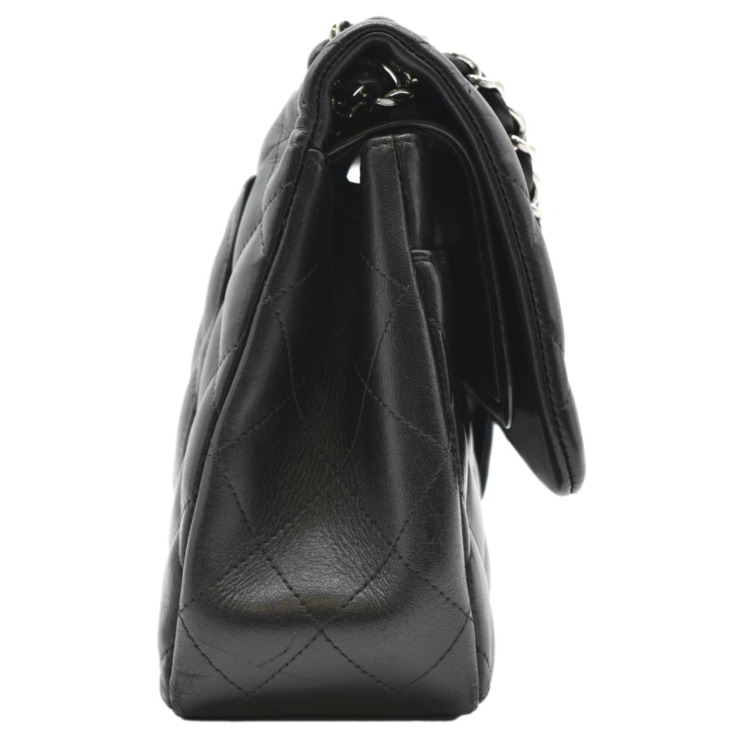 CHANEL Jumbo Double Flap Calfskin Leather Shoulder Bag Black