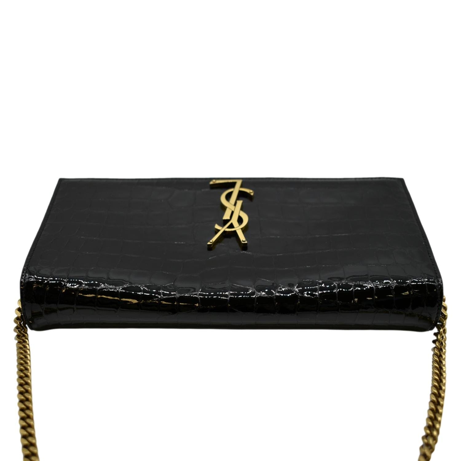 YVES SAINT LAURENT Kate 99 Embossed Alligator Leather Chain Shoulder Bag Black